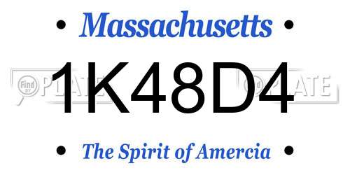 1K48D4 Massachusetts License Plate