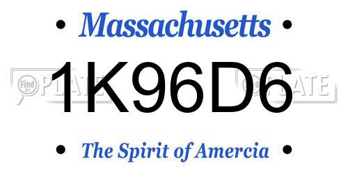 1K96D6 Massachusetts License Plate