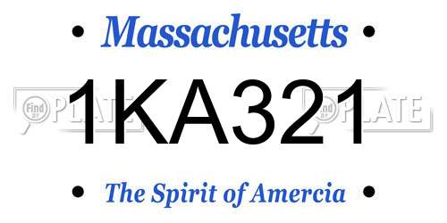 1KA321 Massachusetts License Plate