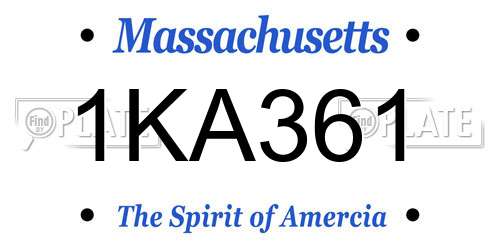 1KA361 Massachusetts License Plate