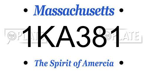 1KA381 Massachusetts License Plate