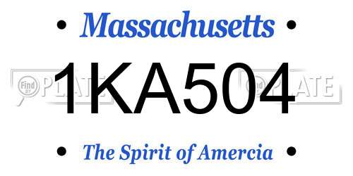 1KA504 Massachusetts License Plate