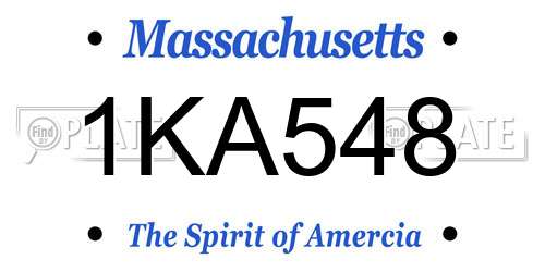 1KA548 Massachusetts License Plate