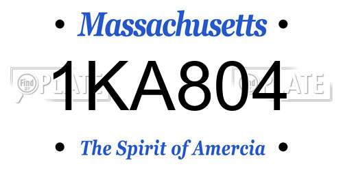 1KA804 Massachusetts License Plate