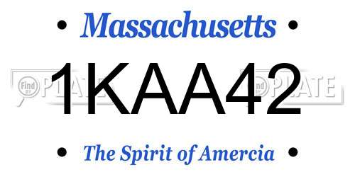 1KAA42 Massachusetts License Plate