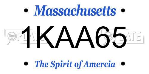 1KAA65 Massachusetts License Plate
