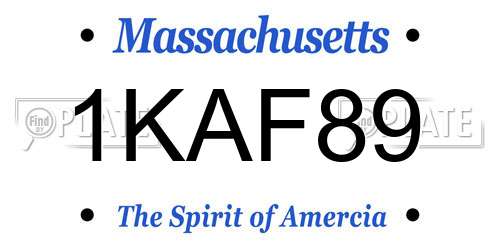 1KAF89 Massachusetts License Plate