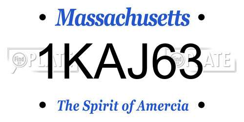 1KAJ63 Massachusetts License Plate