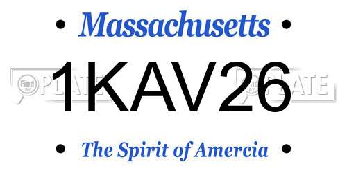 1KAV26 Massachusetts License Plate