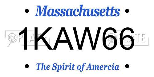 1KAW66 Massachusetts License Plate
