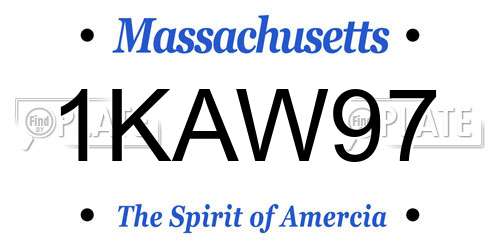 1KAW97 Massachusetts License Plate