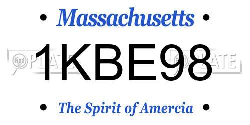 1KBE98 Massachusetts License Plate