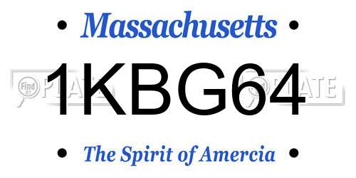 1KBG64 Massachusetts License Plate