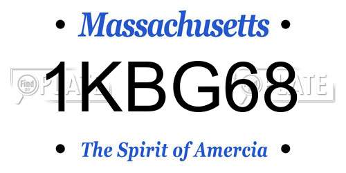 1KBG68 Massachusetts License Plate