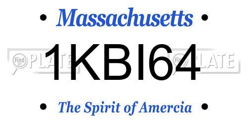 1KBI64 Massachusetts License Plate