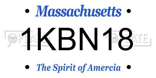 1KBN18 Massachusetts License Plate