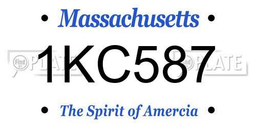 1KC587 Massachusetts License Plate
