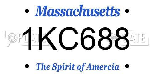 1KC688 Massachusetts License Plate