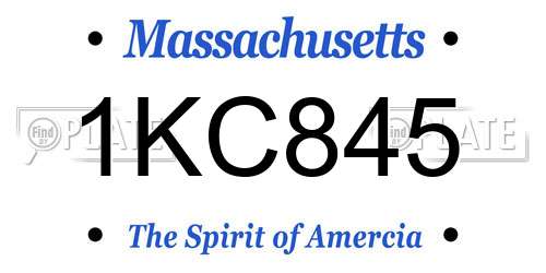 1KC845 Massachusetts License Plate