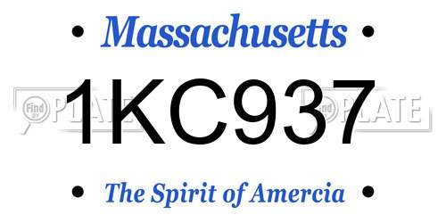 1KC937 Massachusetts License Plate