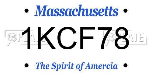 1KCF78 Massachusetts License Plate