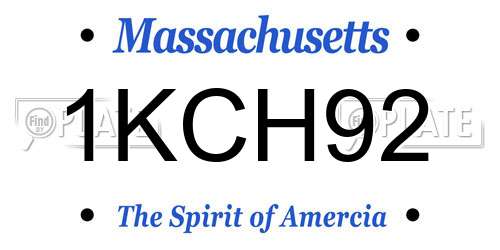 1KCH92 Massachusetts License Plate