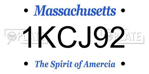 1KCJ92 Massachusetts License Plate