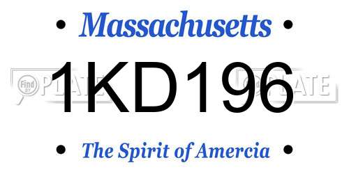 1KD196 Massachusetts License Plate