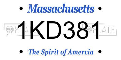 1KD381 Massachusetts License Plate