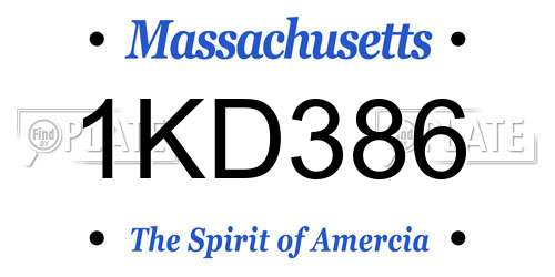 1KD386 Massachusetts License Plate