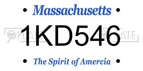 1KD546 Massachusetts License Plate