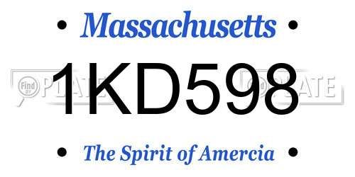 1KD598 Massachusetts License Plate
