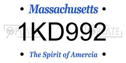 1KD992 Massachusetts License Plate