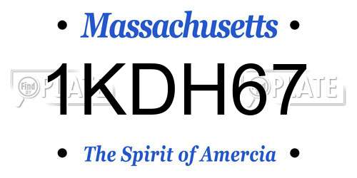 1KDH67 Massachusetts License Plate
