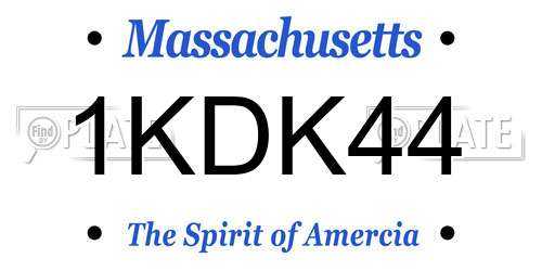 1KDK44 Massachusetts License Plate
