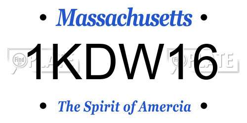 1KDW16 Massachusetts License Plate