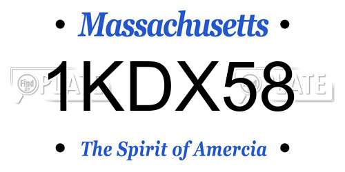 1KDX58 Massachusetts License Plate