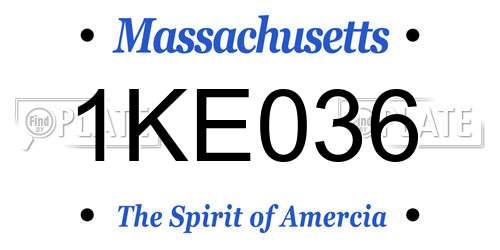 1KE036 Massachusetts License Plate