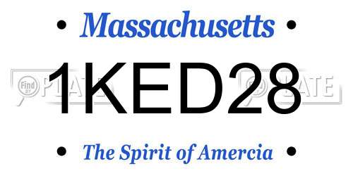 1KED28 Massachusetts License Plate
