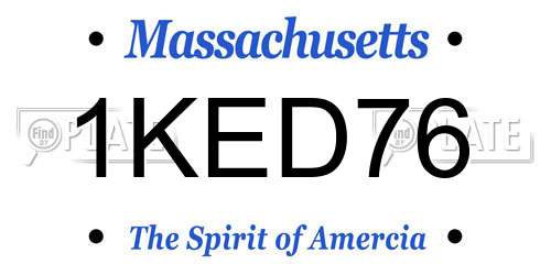 1KED76 Massachusetts License Plate