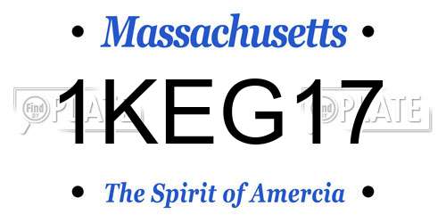 1KEG17 Massachusetts License Plate