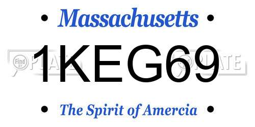 1KEG69 Massachusetts License Plate