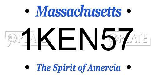 1KEN57 Massachusetts License Plate