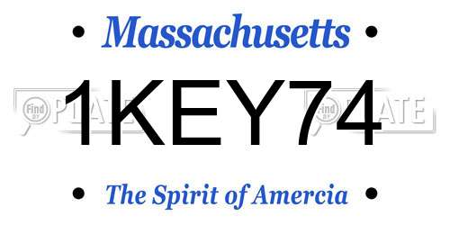 1KEY74 Massachusetts License Plate