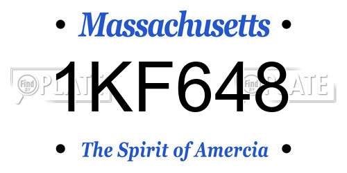 1KF648 Massachusetts License Plate