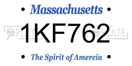 1KF762 Massachusetts License Plate
