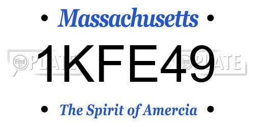 1KFE49 Massachusetts License Plate
