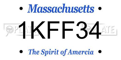 1KFF34 Massachusetts License Plate