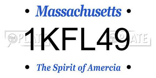 1KFL49 Massachusetts License Plate