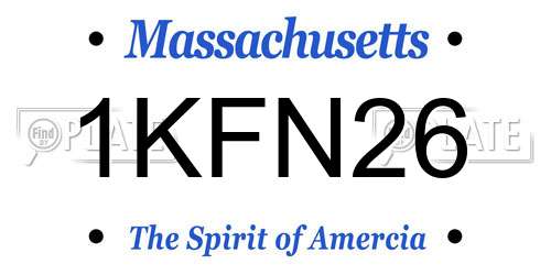 1KFN26 Massachusetts License Plate